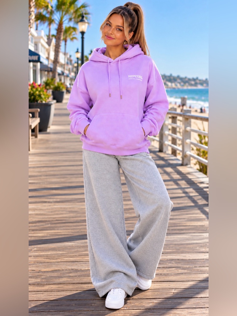 NWT Rip Curl Puff Heritage Hoodie Lavender Purple